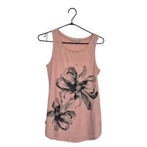 2/$20 Ricki's Pink Tank Top with Black Floral Design